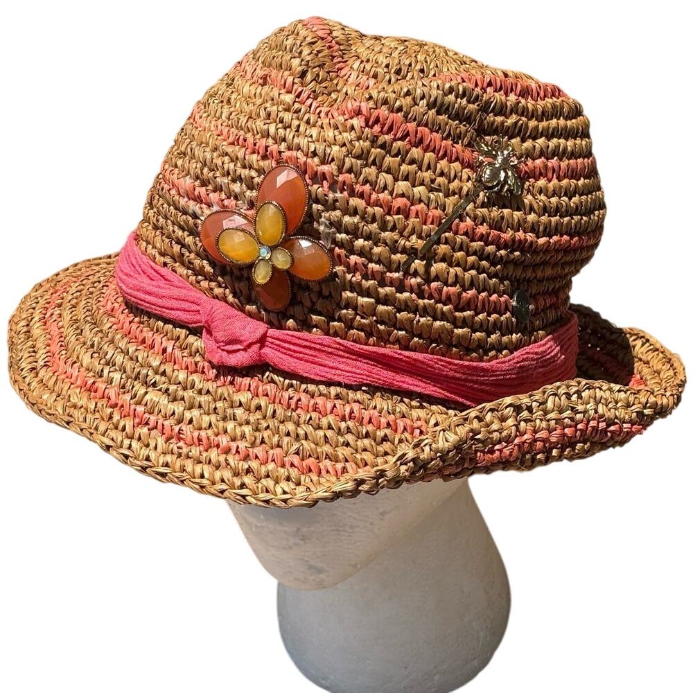 Tan & Pink Floral Roxy Sun Hat - Picture 3 of 5